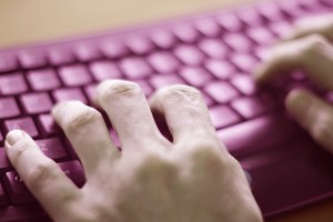 typing at a keyboard